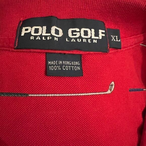GUC Men's Vintage Ralph Lauren Polo Golf Club Print Red Shirt Size XL - Picture 3 of 3
